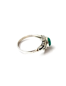 Retro 925 Sterling Silver <b>Turquoise</b> <b>Ring</b> Cute Triangle Shape Gemstone Classic Filigree Design Jewelry Everyday Wear - Product Image 3