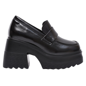 Mocassins à plateforme Ann'S à semelle épaisse et talon haut en cuir noir – Fournisseur d'usine - Product Image 2