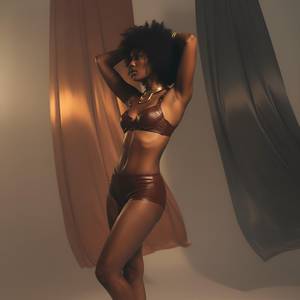 Ensemble de soutien-gorge en cuir véritable |   Bralette en cuir marron faite à la main |   Shorts en cuir taille haute - Product Image 3