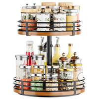 Grande dalle Lazy Susan à 2 niveaux avec plateau tournant en écorce pour comptoir de meuble central Support décoratif de cuisine