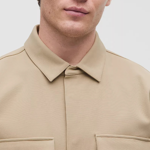 Chaqueta de Lona para Hombre, Cuello Camisero, Corte Regular, Color Sólido, Bolsillos, Cierre de Botón, Manga Larga - Product Image 5