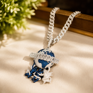 Iced Out Moissanite <b>Pendant</b> 925 Sterling Silver Hip Hop Charm Necklace Blue Gemstone Round Diamond <b>Pendants</b> - Product Image 1