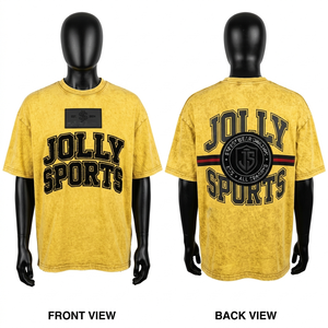 เสื้อยืดผู้ชายผ้าฝ้าย 100% ทรงหลวม พิมพ์ลายพรีเมียม ผ้าฝ้าย 190 GSM ซักย้อมสีฟ้า สไตล์วินเทจ รับสกรีนโลโก้ - Product Image 3