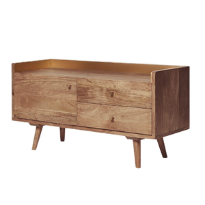 Meuble de rangement en teck massif de style mi-siècle, couleur brun clair – Design moderne, taille personnalisable. - Product Image 2