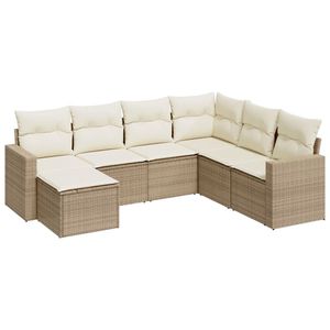 Conjunto de Sofás de Jardín Beige de Ratán para 6 Personas, Muebles de Exterior Resistentes a la Intemperie, Diseño Contemporáneo - Product Image 4