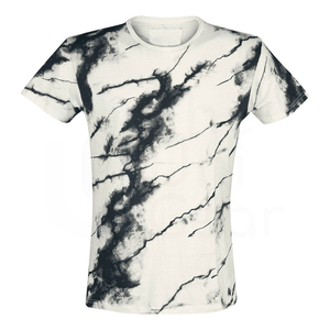 เสื้อยืดคอกลมแขนสั้นผู้ชาย ลายมัดย้อม ทรงพอดีตัว ผ้าถักลำลอง - Product Image 1