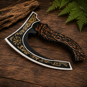 Hacha Decorativa Nórdica Vikinga con Hoja de Acero Inoxidable, Mango de Madera de Palisandro, Funda de Cuero Ecológica, Ideal para Regalo - Product Image 5