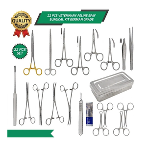 Kit Quirúrgico Veterinario para Esterilización Felina de 22 Piezas, Instrumentos de Cirugía de Tejidos Blandos para Animales Pequeños, Acero Inoxidable de Grado Alemán, con Certificación CE - Product Image 4