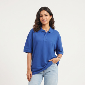 Camisetas Polo de Manga Corta para Mujer, Ropa de Calle de Verano, Estilo Holgado, Camiseta Polo Estampada Informal, 100% Algodón, Corte Holgado - Product Image 2