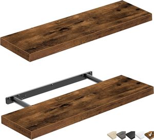 Estantes flotantes de madera rústica de alta calidad para montar en la pared con juego de cestas de metal negro para almacenamiento en cocina y baño, de Vietnam. - Product Image 6