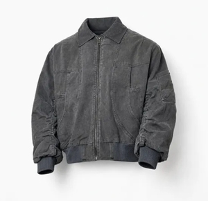 Blouson Bomber Homme Personnalisé Vert Olive Vintage, Veste de Travail Décontractée Zippée avec Poignets Côtelés – Vente en Gros - Product Image 6