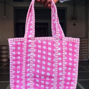 Bolsa de Mano Mini de Tela de Algodón Acolchada, Bolsa de Compras Reutilizable Ecológica, Bolsa de Transporte de Algodón Hecha a Mano, Bolsa de Regalo Personalizada - Product Image 6