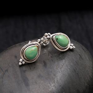 Handmade Vintage Arizona Turquoise Gem 925 Sterling <b>Silver</b> <b>Stud</b> Earring New Arrival Bezel Set Jewelry Anniversary - Product Image 1