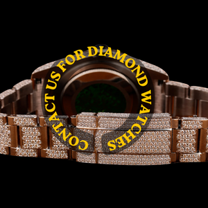 นาฬิกาควอตซ์ฮิปฮอปทรงกลมหน้าปัดตัวเลขอารบิกประดับเพชรโมอิสซาไนต์สีขาวทองทันสมัยสำหรับผู้หญิง - Product Image 2