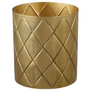 Maceta de Metal Dorado Martillado con Diseño Floral en Relieve, Maceta Redonda de Metal para Mesa, Maceta Dorada para Plantas de Interior - Product Image 2