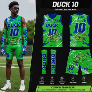 เสื้อเด็กแบบไม่มีแขน Duck Sublimated 7v7 ผลิตจากผ้าสแปนเด็กซ์/โพลีเอสเตอร์ แห้งเร็ว ระบายอากาศได้ดี สีเขียว-น้ำเงิน ป้องกันรังสียูวี เหมาะสำหรับเด็กทุกเพศทุกวัย ใส่เล่นกีฬาฤดูร้อน - Product Image 1