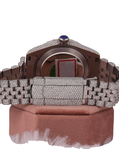 Montre-bracelet pour homme avec diamants ronds, en or blanc, cadran blanc, design luxueux fait main sur mesure, uniquement le cadran. - Product Image 4