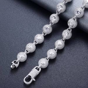สร้อยคอฮิปฮอปแบบ Cuban Link ประดับเพชร VVS Moissanite รูปทรงกลม เงินแท้ 925 สำหรับผู้ชาย มีจำหน่ายแล้ว - Product Image 2