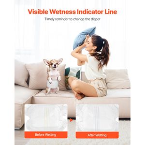 Pannolini Monouso per Cani Maschi con Indicatore di Umidità, Fascia Addominale Antiperdita a 360 Gradi, Super Assorbenti, con Stampa Decorativa - Product Image 6