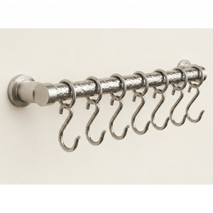 Factory Direct Supply Wall-Mounted Kitchen Utensil <b>Rail</b> Stainless Steel Hanging <b>Rail</b> with 10 Sliding <b>Hooks</b> for Pots Pans - Product Image 1