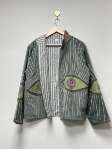 <b>Velvet</b> Embroidered <b>Jacket</b> Floral Pattern O-Neck Full Sleeve Winter <b>Women</b> Blazer Eco-Friendly Cotton Coat Casual Festival <b>Jacket</b> - Product Image 3