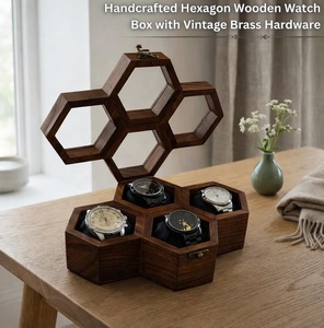 Premium 4-Slot Wooden Watch <b>Display</b> <b>Case</b> – Handcrafted Men’s Watch Box,Vintage Honeycomb <b>Display</b> <b>Case</b> in Indian Rosewood, Handma - Product Image 2