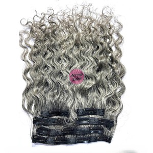 Extensiones de Cabello Humano Rizado Remy Natural Gris del Sur de la India Arrow Exim con Clip y Doble Trama a Máquina para Peinado - Product Image 1