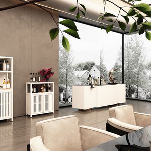 Large Capacity <b>White</b> Bamboo <b>Storage</b> <b>Cabinet</b> for Bathroom and Living Room Elegant Furniture with Shelves - Product Image 4
