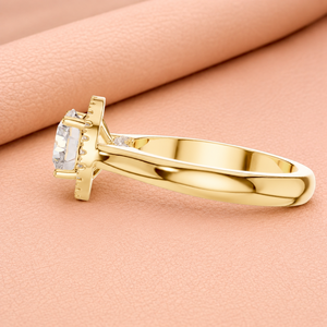 Elegante anillo de promesa de oro amarillo con diamante marquesa, anillo nupcial de lujo, joyería minimalista en oro amarillo, blanco y rosa. - Product Image 3