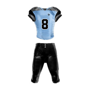 Conjunto de Uniforme de Fútbol Americano Personalizado para Hombre, Azul Claro y Negro, Impresión por Sublimación, Jersey y Pantalones Transpirables para Adultos - Product Image 1