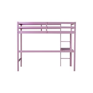 Letto a soppalco doppio per bambini in legno di gomma rosa con scrivania integrata, scaletta e ringhiera di sicurezza - Product Image 5