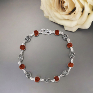 สร้อยข้อมือเงินแท้ 925 ประดับลูกปัดโอมและคริสตัลธรรมชาติ สไตล์คลาสสิก เสริมสร้างความสงบและสไตล์ - Product Image 2