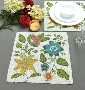 Place Mats Handmade Luxury Eco-Friendly Floral Glass Beaded Custom Shape High Quality Decorative <b>Table</b> <b>Runner</b> Home <b>Weddings</b> - Product Image 1