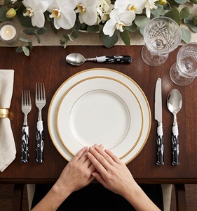 Stainless Steel Eco Friendly Flatware 4-Piece Cutlery Set <b>Mirror</b> Polish Marble Handle Wholesale Price Home & Restaurant Use - Product Image 5