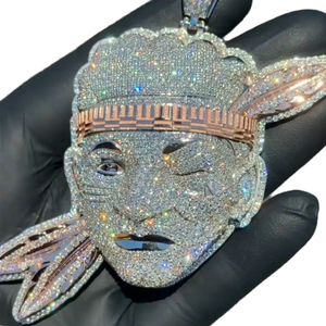 Pendentif visage Hiphop en Moissanite, plaqué or 18 carats, en acier inoxydable, unisexe, bijou cadeau - Product Image 1