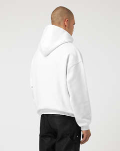 Sweat à capuche épais en molleton de coton blanc pour homme, coupe oversize et carrée, épaules tombantes, pull personnalisable avec logo, streetwear vierge, fournisseur - Product Image 3
