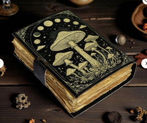 Vintage A5 Mushroom Paper Hardcover Sewing Binding Grimoire <b>Notepad</b> 120 Sheets UV Printing Deckle Edge Cotton - Product Image 2