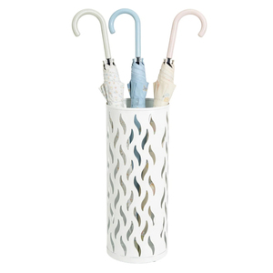 Porte-parapluie en métal blanc fantaisie, support décoratif moderne autoportant pour intérieur, motif ajouré pour la maison et le bureau - Product Image 1