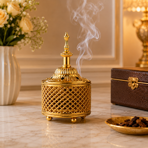 Solid Brass Bakhoor Burner Arabic Oud Incense Burner Decorative Incense Holder Home Fragrance Decor Ramadan <b>Eid</b> <b>Gift</b> - Product Image 3
