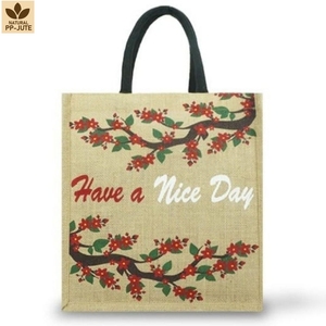 Sac fourre-tout en jute naturel laminé pour cadeaux, idéal pour les fêtes, 32x34x20 cm, logo personnalisé, vente en gros, OEM, marque privée, commande en gros, modèle BG-G6A - Product Image 2