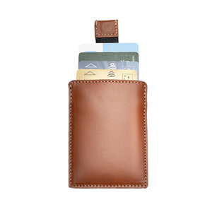 Minimalist Genuine Leather Slim 4 Inch Credit <b>Card</b> <b>Wallet</b> <b>Card</b> Holder Zipper Closure Customized Color OEM Brand 30mm Thickness - Product Image 1