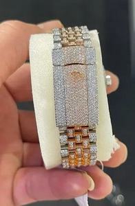 Nouvelle montre pour homme tendance et luxueuse, fabriquée à la main en alliage, entièrement sertie de diamants véritables VVS, mouvement à quartz ETA, résistante à l'eau 10 bars, verre de 20 mm - Product Image 4