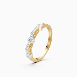 Bague Éco-Responsable avec Diamant de Laboratoire Sertie en Bezel et Pavé, Carat Rond de 0,12 ct |   En or jaune, blanc et rose 9 carats - Product Image 3