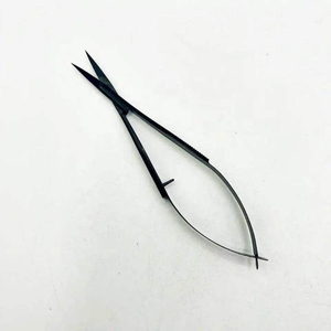Ciseaux à ressorts multiples en acier inoxydable, lame courbée, pour droitiers, précision, noir mat intégral, pour sourcils, cuticules et cils - Product Image 2