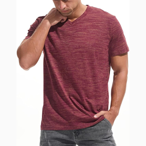 T-shirt Homme Col V Coupe Slim Uni Tissu Doux Grande Taille Respirant Imperméable Portable – Nouveau Design Tendance - Product Image 2
