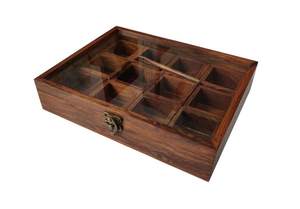 Wood Spice <b>Box</b> Organizer 12 Compartments Handmade Rustic Kitchen <b>Herb</b> Storage Container Durable Natural Wood Masala Spice Tools - Product Image 6