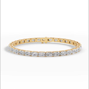 Pulsera de Diamantes Cultivados en Laboratorio con Corte Esmeralda |   Joyería de Lujo de Oro Sólido de 14K |   Elegante Regalo de Aniversario de Bodas para Mujer - Product Image 6