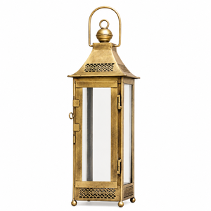 <b>Vintage</b> Iron <b>Lantern</b> with Glass Panels | Decorative Metal Candle <b>Lantern</b> | Handmade Hanging & Tabletop <b>Lantern</b> | - Product Image 1