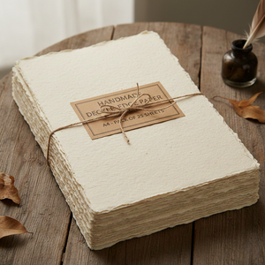 Papel A4 hecho a mano con borde desflecado, 150 GSM, sin ácido, ecológico, para acuarela, prensado en frío, para arte y manualidades, OEM, FBA, venta al por mayor - Product Image 1