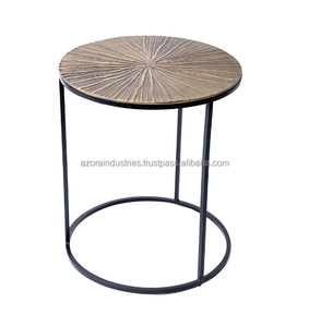 Azora Industries-Mesa auxiliar superior de aluminio antiguo con patas redondas para sala de estar o dormitorio, sencilla pero elegante para el hogar - Product Image 2